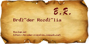 Bröder Rozália névjegykártya